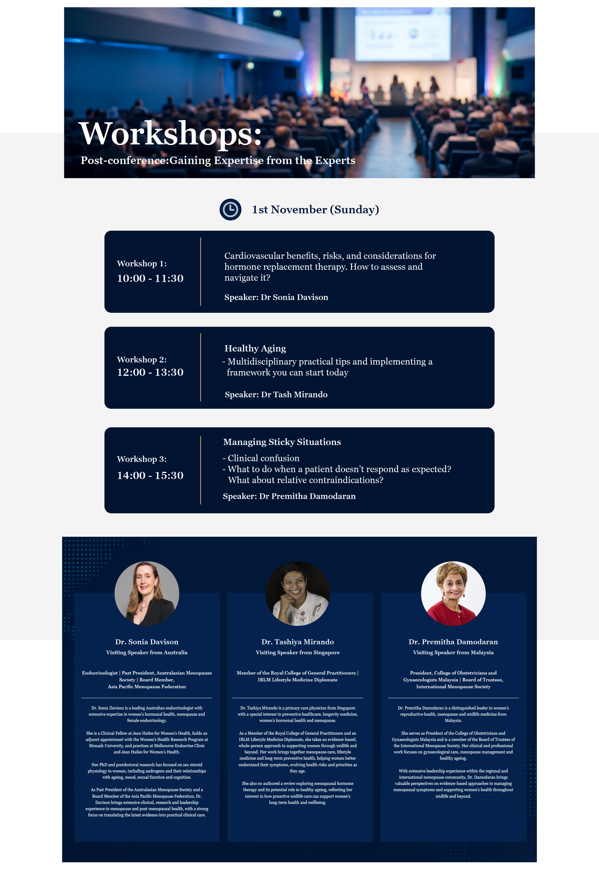 Post-conference workshops on Sunday 1 November 2026