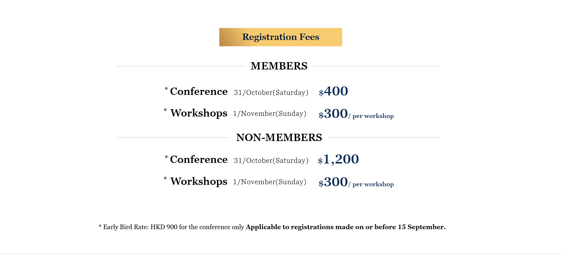 Conference and workshop registration fees